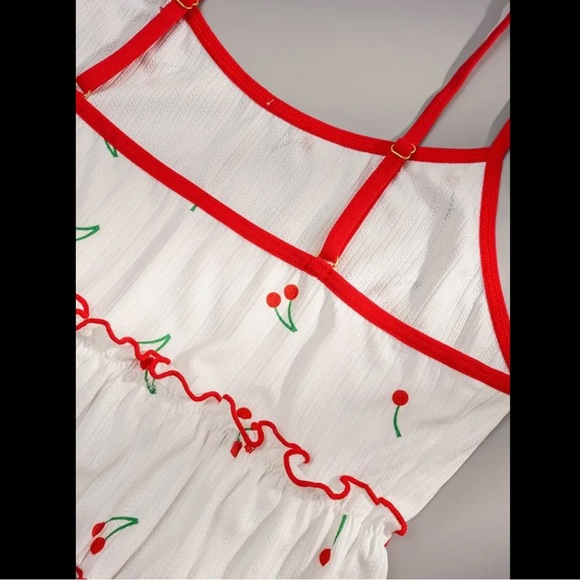 White & Red, Cherry, Pajama Set - Picture 9 of 10